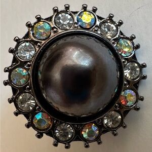 Elegant grey clip earrings with Crystal Accents